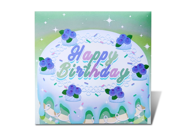 蓝莓绿色生日贺卡