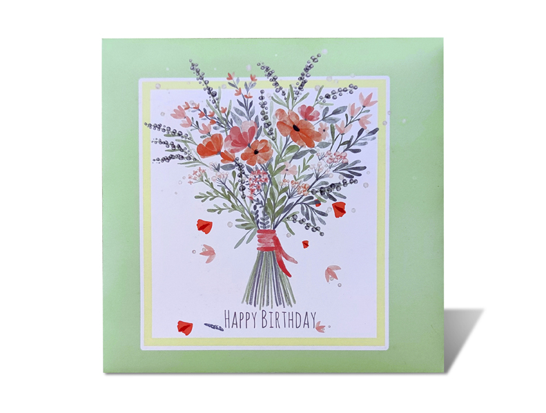 落瓣花束3D生日贺卡